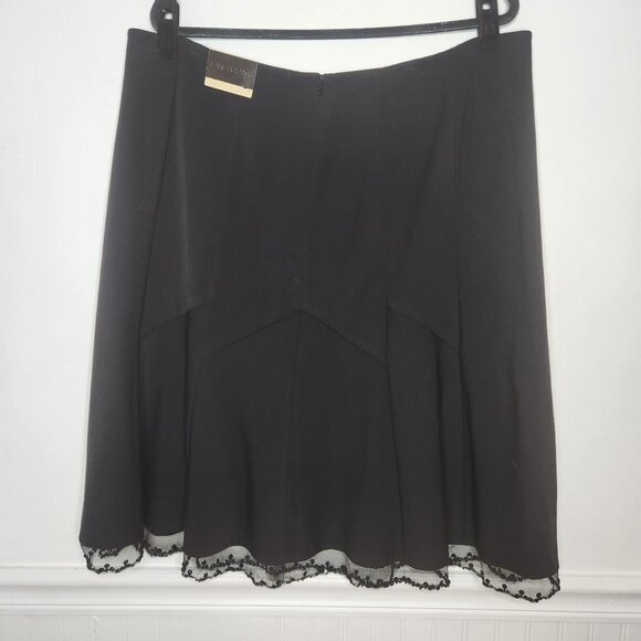 NWT Lane Bryant Black Twirl Skirt Beaded Fringe Hem Midi Skirt Women's 18 - Picture 2 of 12